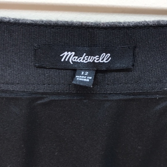 Madewell Gray Wool Mini Skirt with Full Length Front Zipper Size 12 - Picture 5 of 10